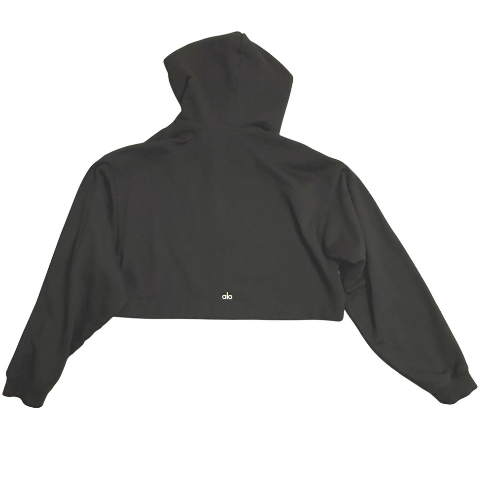 Alo Yoga Bae Hoodie Womens S Black Cropped Sweatshirt Oversized Long Sleeve